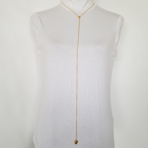 🔻REDUCED❣ ✅1017 NWOT RARE DKNY Logo Gold Tone Metal Necklace - Picture 2 of 14